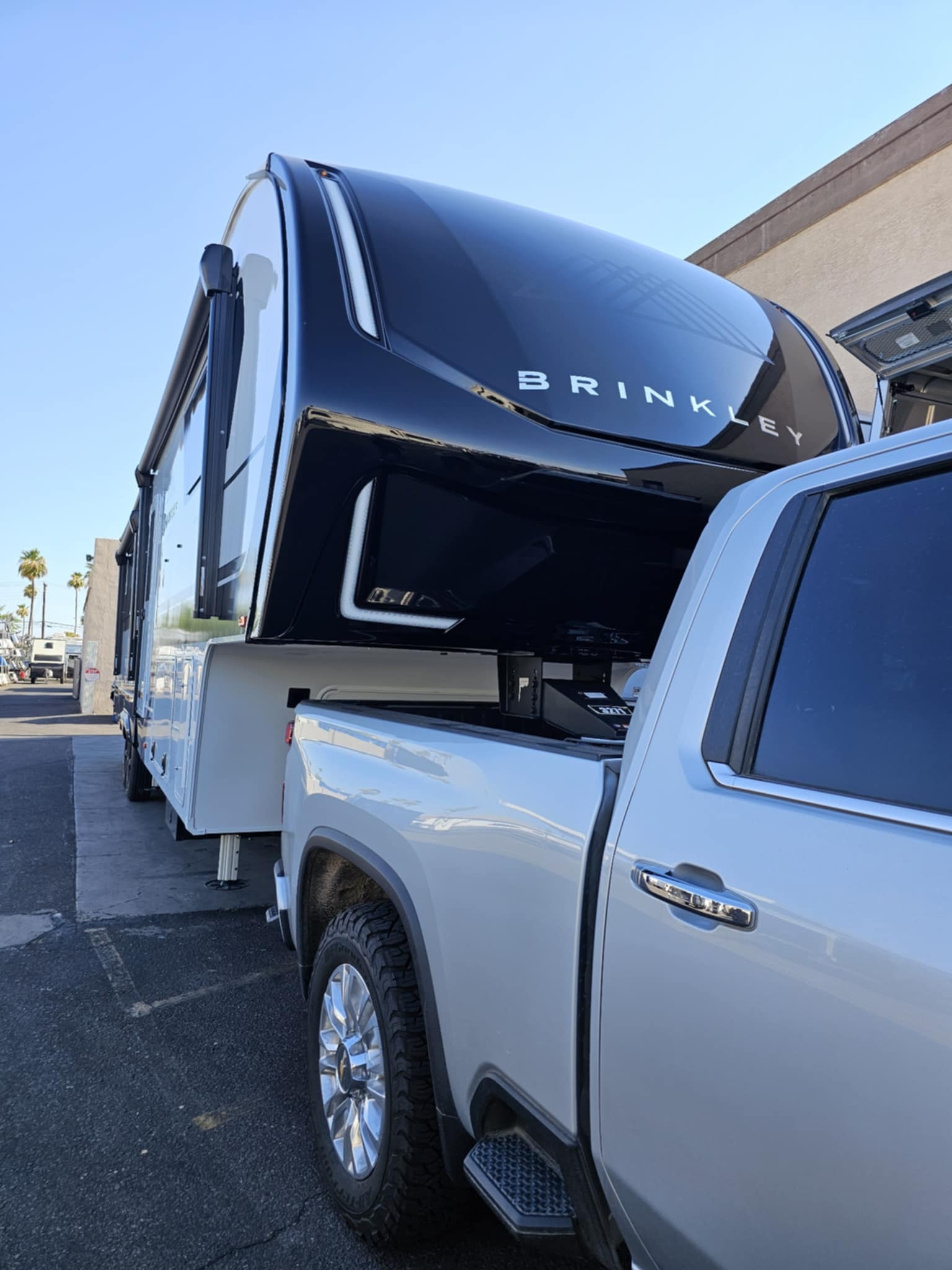 Brinkley Z3400 hitched to truck ready to head home