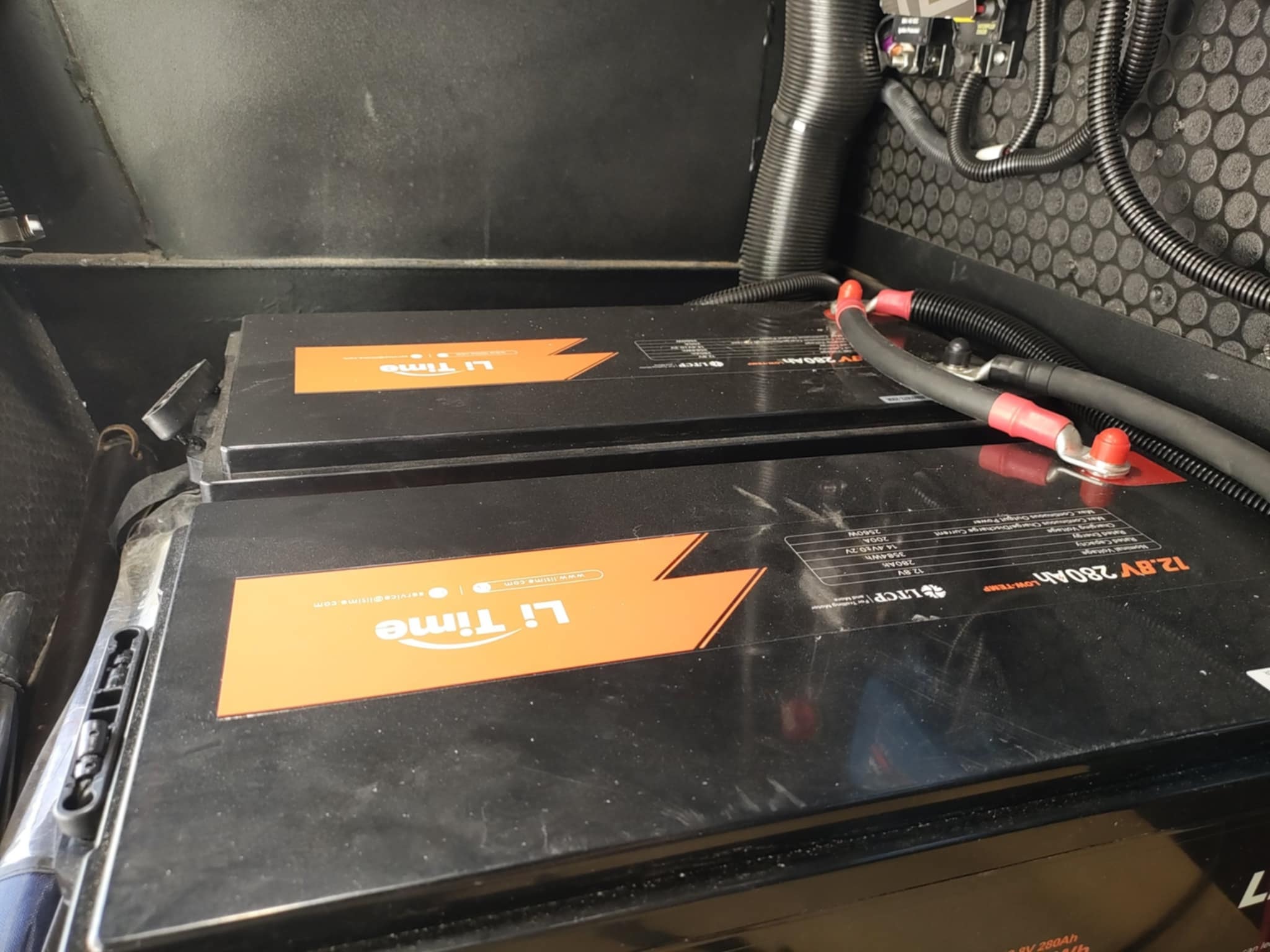 Two LiTime 280Ah lithium batteries installed in the Brinkley Z3400 basement